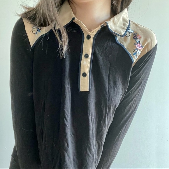 BDG LONG SLEEVES HALF BUTTON DOWN FLORAL TOP -  S - Picture 3 of 13